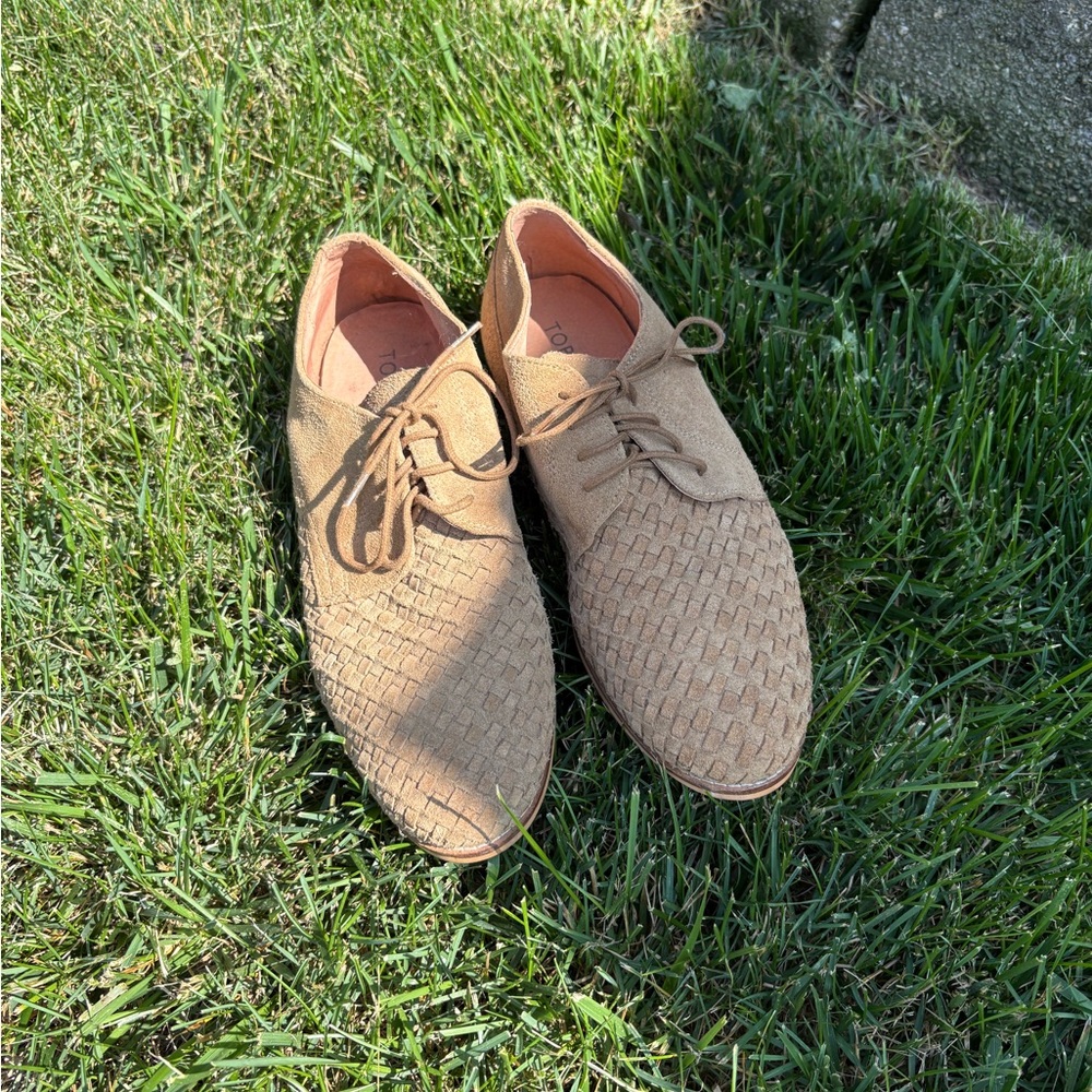 Topman Tan Oxford Shoes with Woven Texture